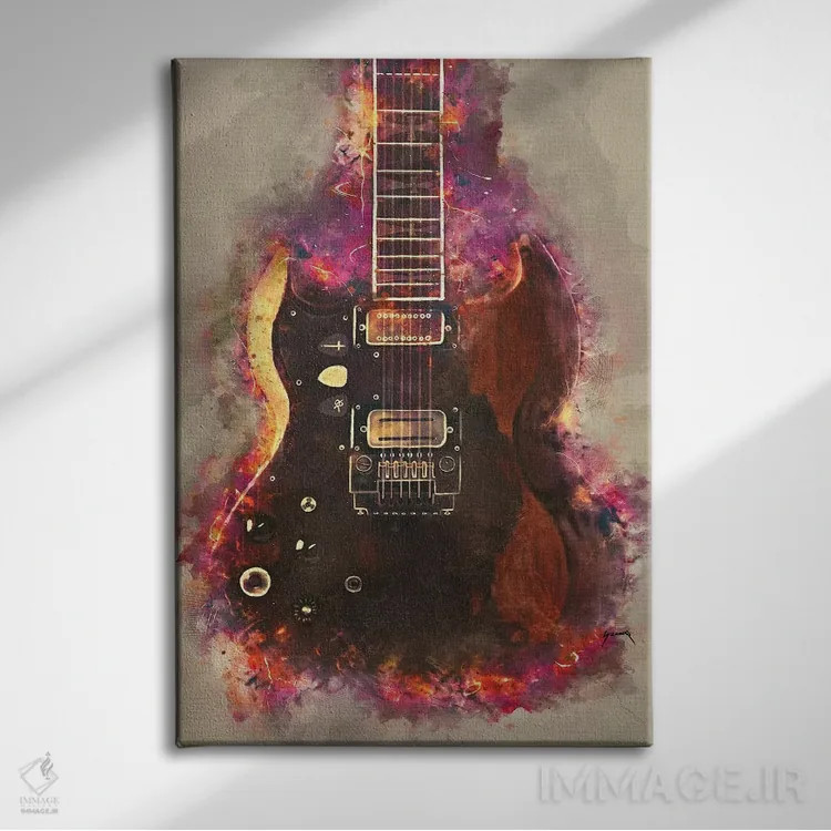 تابلو دکوراتیو گیتار تونی ایومنی اثر پاپ کالت پوسترز - نمای روبهرو روی دیوار