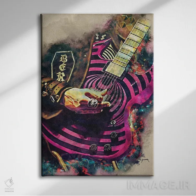تابلو دکوراتیو گیتار برقی زاک وایلد اثر پاپ کالت پوسترز - نمای روبهرو روی دیوار