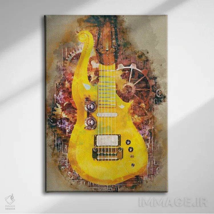 تابلو دکوراتیو گیتار استیم پانک پرنس اثر پاپ کالت پوسترز - نمای روبهرو روی دیوار