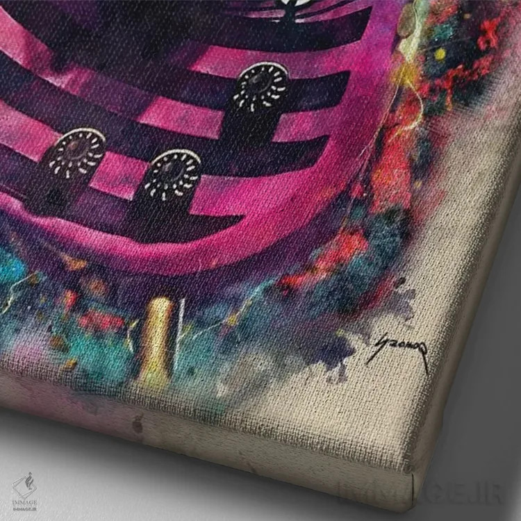 تابلو دکوراتیو گیتار برقی زاک وایلد اثر پاپ کالت پوسترز - نمای نزدیک بافت بوم