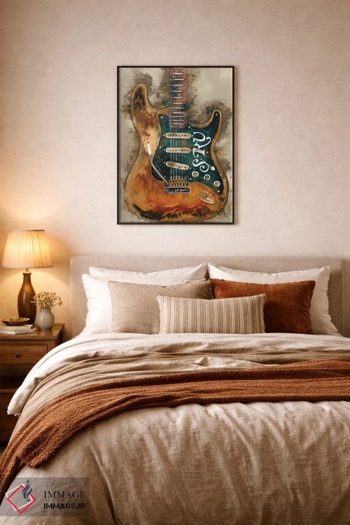 تابلو دکوراتیو گیتار استیوی ری واهان اثر پاپ کالت پوسترز - D6B