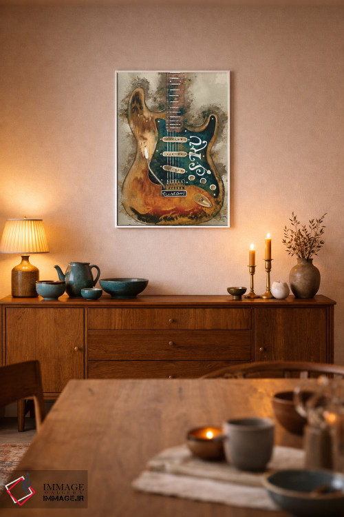 تابلو دکوراتیو گیتار استیوی ری واهان اثر پاپ کالت پوسترز - D5W