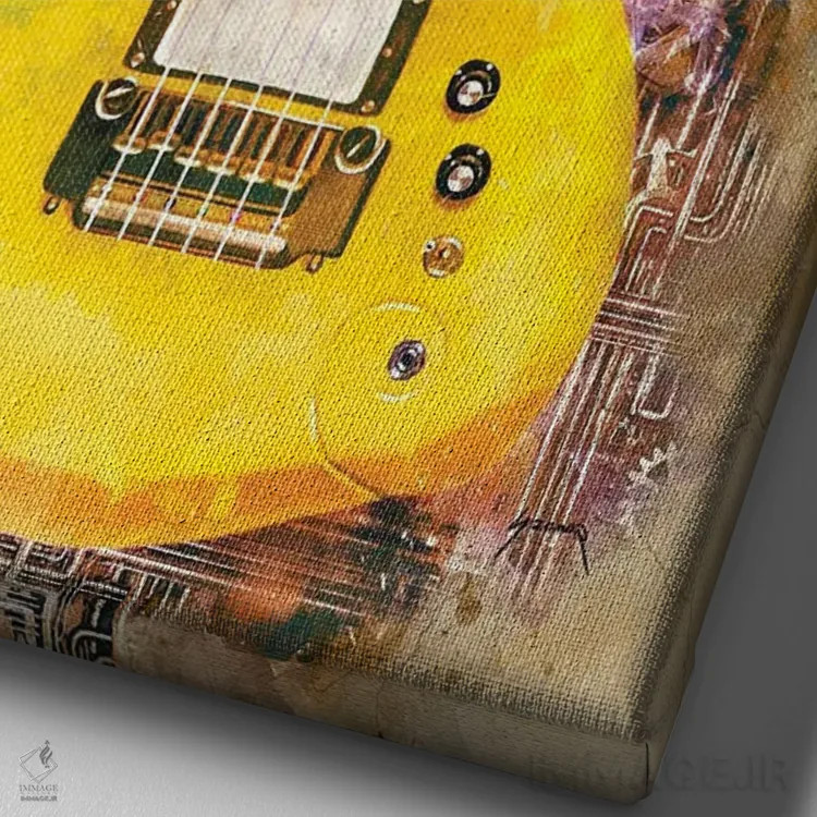 تابلو دکوراتیو گیتار استیم پانک پرنس اثر پاپ کالت پوسترز - نمای نزدیک بافت بوم