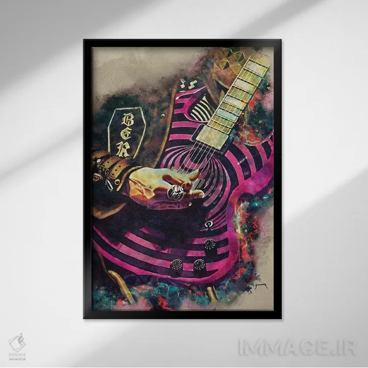 تابلو دکوراتیو گیتار برقی زاک وایلد اثر پاپ کالت پوسترز - نمای قابدار مشکی