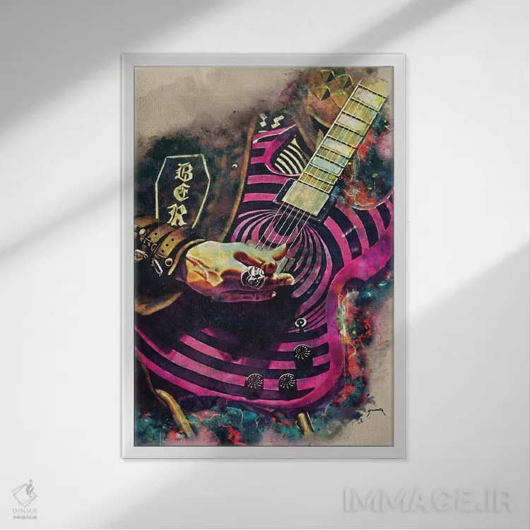 تابلو دکوراتیو گیتار برقی زاک وایلد اثر پاپ کالت پوسترز - نمای قابدار سفید
