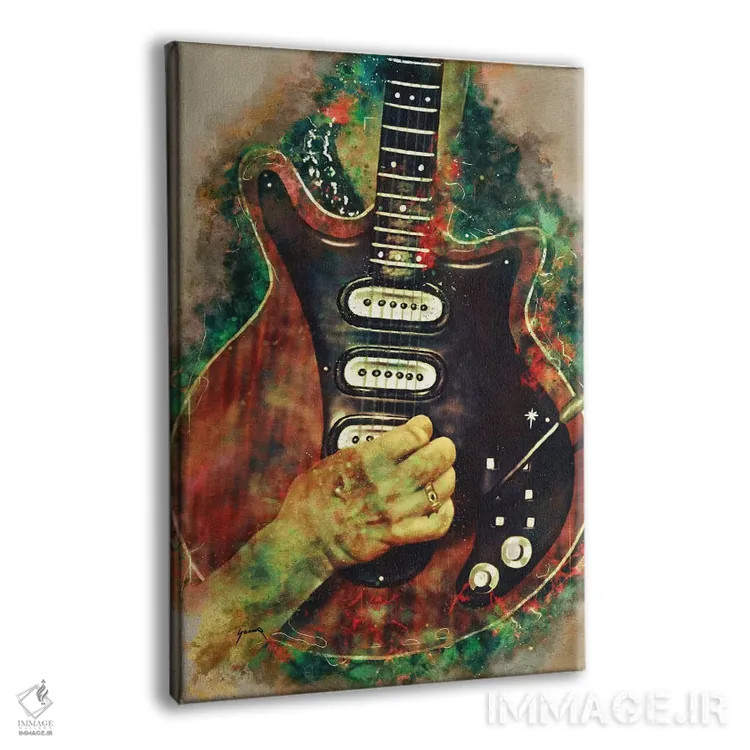 تابلو دکوراتیو گیتار برایان می اثر پاپ کالت پوسترز - نمای پرسپکتیو محصول