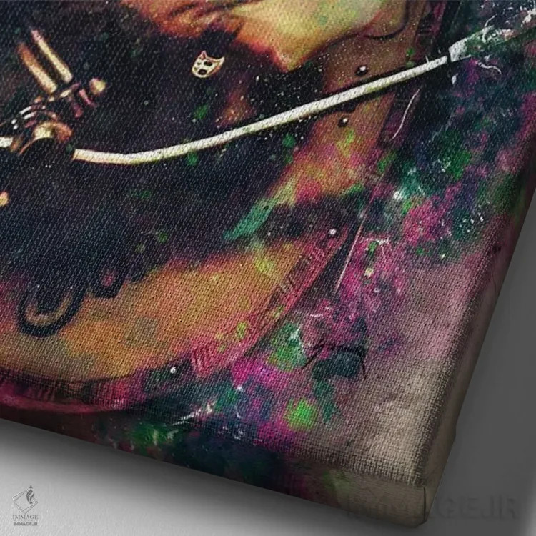 تابلو دکوراتیو گیتار برقی جانی دپ اثر پاپ کالت پوسترز - نمای نزدیک بافت بوم