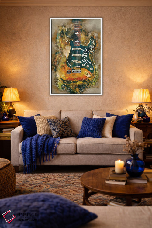 تابلو دکوراتیو گیتار استیم پانک استیوی ری اثر پاپ کالت پوسترز - D2W