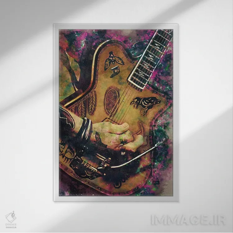 تابلو دکوراتیو گیتار برقی جانی دپ اثر پاپ کالت پوسترز - نمای قابدار سفید
