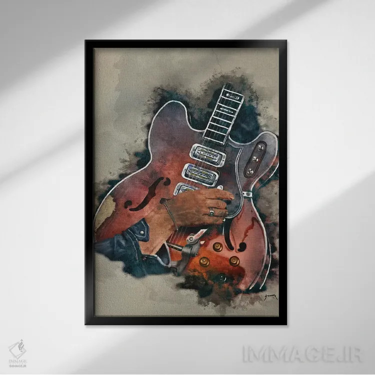 تابلو دکوراتیو گیتار دن آوره باک اثر پاپ کالت پوسترز - نمای قابدار مشکی