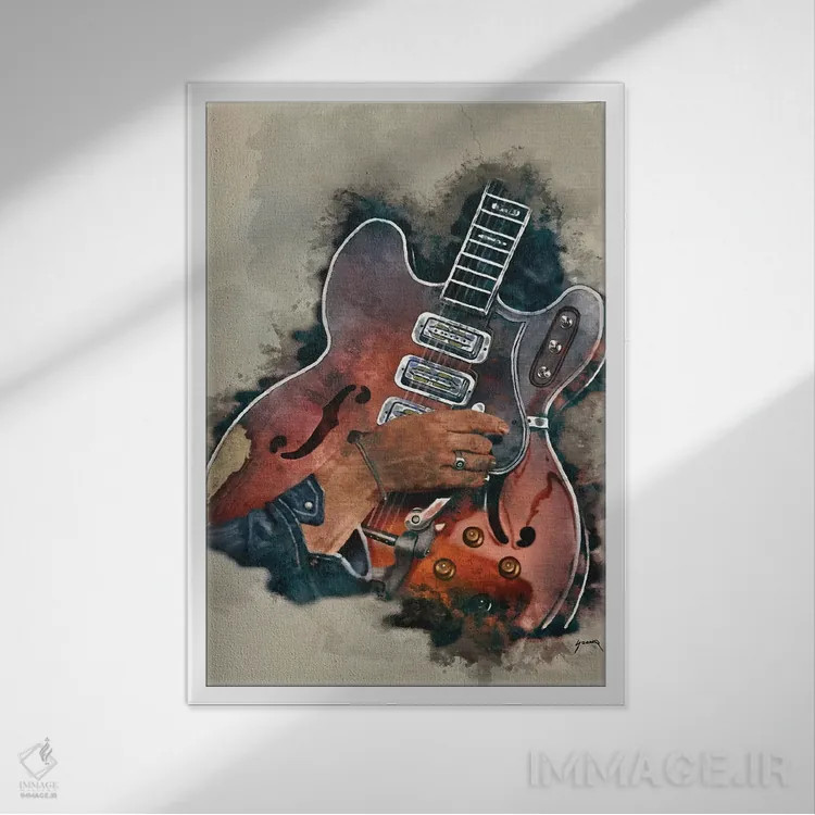 تابلو دکوراتیو گیتار دن آوره باک اثر پاپ کالت پوسترز - نمای قابدار سفید