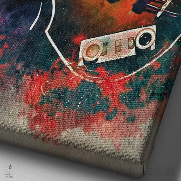 تابلو دکوراتیو گیتار بیس پل مک کارتنی اثر پاپ کالت پوسترز - نمای نزدیک بافت بوم