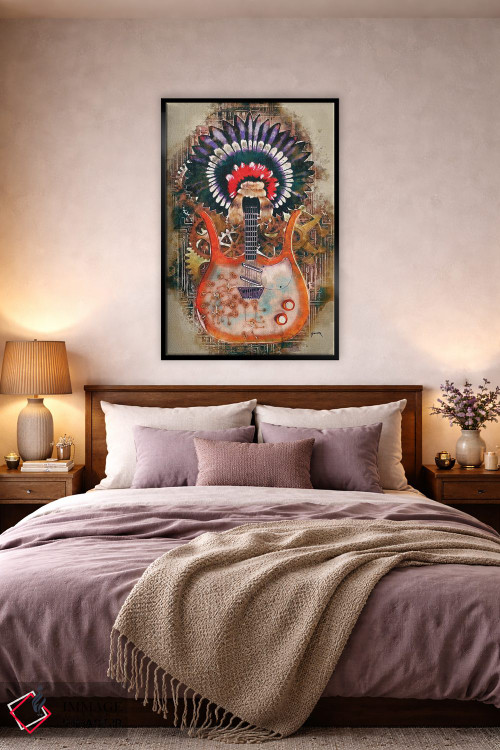 تابلو دکوراتیو گیتار استیم پانک لینک ری اثر پاپ کالت پوسترز - D3B