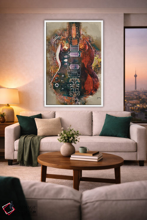 تابلو دکوراتیو گیتار استیم پانک تونی ایومنی اثر پاپ کالت پوسترز - D1W