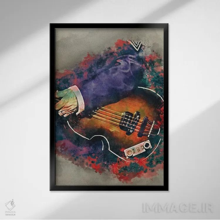 تابلو دکوراتیو گیتار بیس پل مک کارتنی اثر پاپ کالت پوسترز - نمای قابدار مشکی