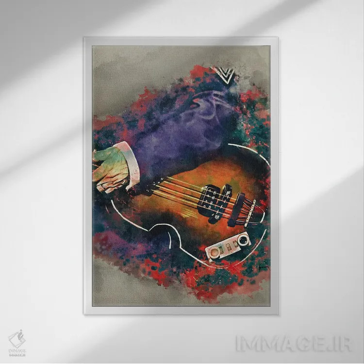 تابلو دکوراتیو گیتار بیس پل مک کارتنی اثر پاپ کالت پوسترز - نمای قابدار سفید