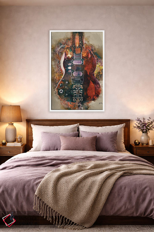 تابلو دکوراتیو گیتار استیم پانک تونی ایومنی اثر پاپ کالت پوسترز - D3W