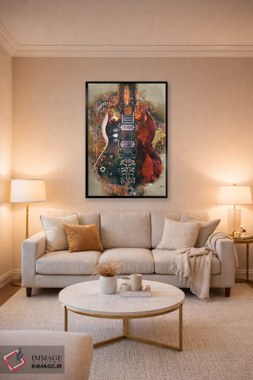 تابلو دکوراتیو گیتار استیم پانک تونی ایومنی اثر پاپ کالت پوسترز - D4B