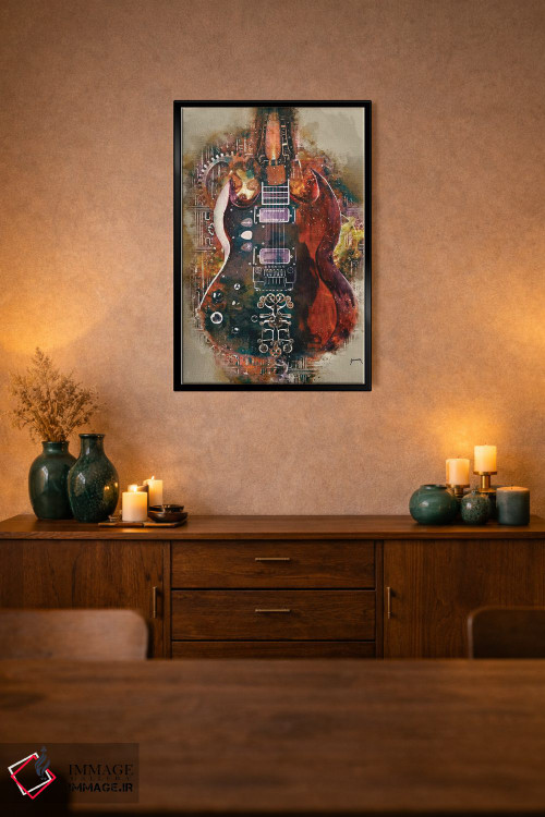 تابلو دکوراتیو گیتار استیم پانک تونی ایومنی اثر پاپ کالت پوسترز - D2B