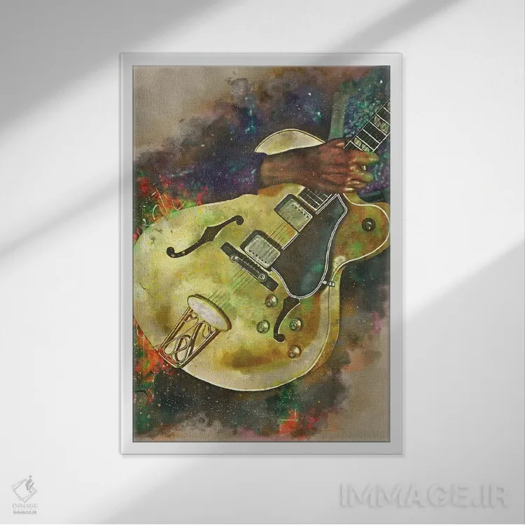 تابلو دکوراتیو گیتار برقی چاک بری اثر پاپ کالت پوسترز - نمای قابدار سفید