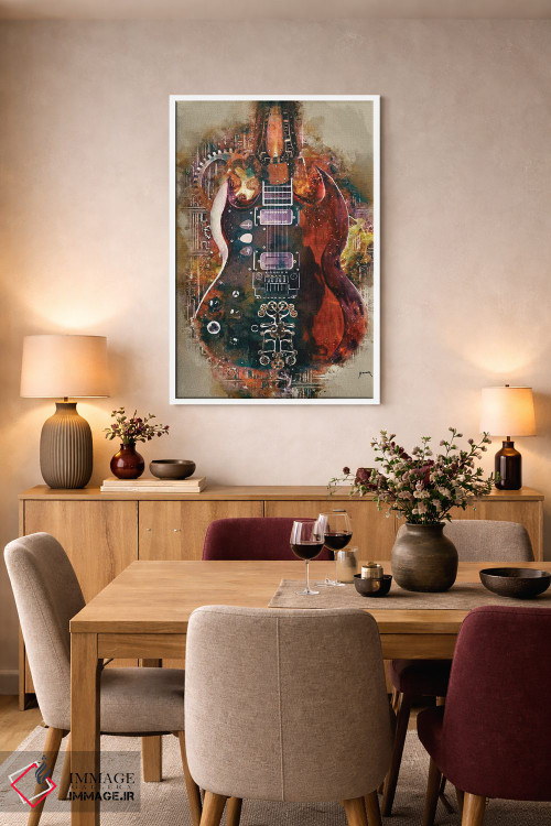 تابلو دکوراتیو گیتار استیم پانک تونی ایومنی اثر پاپ کالت پوسترز - D5W