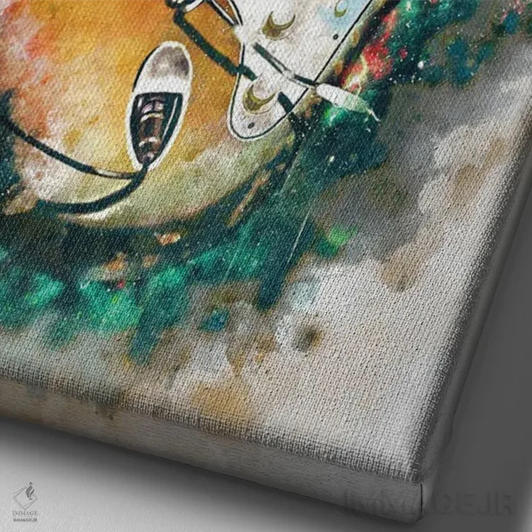 تابلو دکوراتیو گیتار برقی فروشیانته اثر پاپ کالت پوسترز - نمای نزدیک بافت بوم