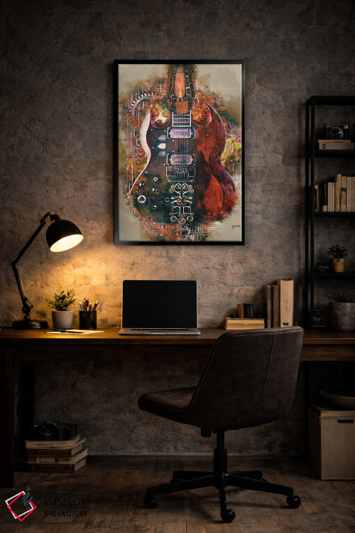 تابلو دکوراتیو گیتار استیم پانک تونی ایومنی اثر پاپ کالت پوسترز - D6B