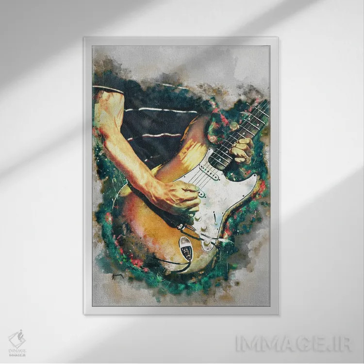 تابلو دکوراتیو گیتار برقی فروشیانته اثر پاپ کالت پوسترز - نمای قابدار سفید