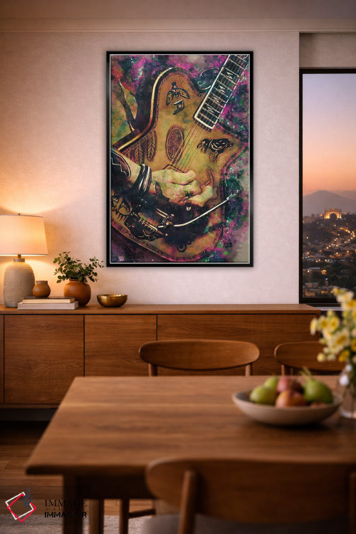 تابلو دکوراتیو گیتار برقی جانی دپ اثر پاپ کالت پوسترز - D2B