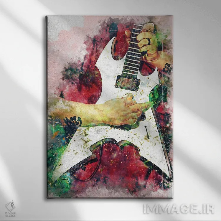 تابلو دکوراتیو گیتار برقی میک تامسون اثر پاپ کالت پوسترز - نمای روبهرو روی دیوار