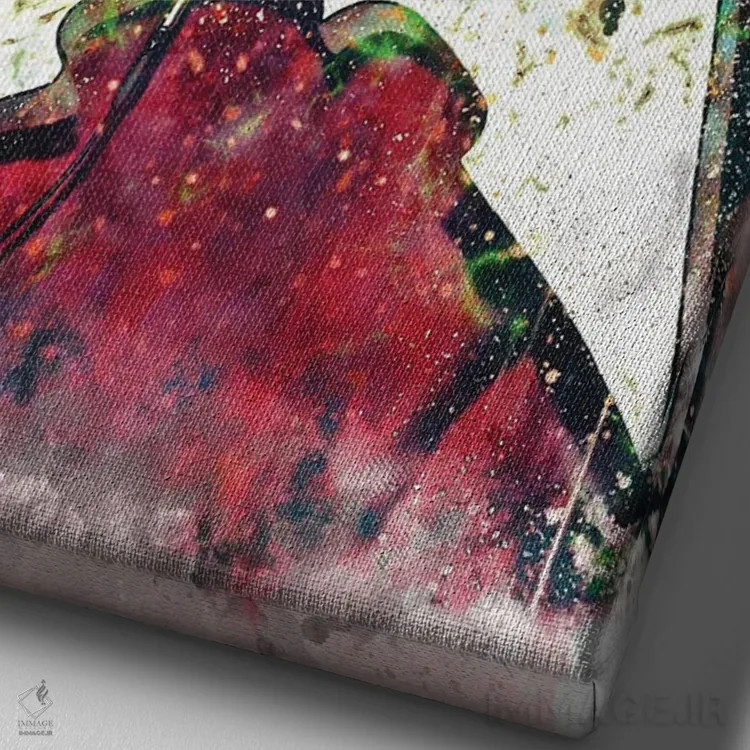 تابلو دکوراتیو گیتار برقی میک تامسون اثر پاپ کالت پوسترز - نمای نزدیک بافت بوم