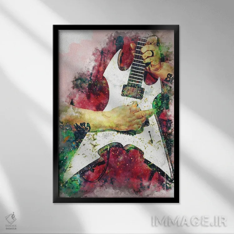 تابلو دکوراتیو گیتار برقی میک تامسون اثر پاپ کالت پوسترز - نمای قابدار مشکی