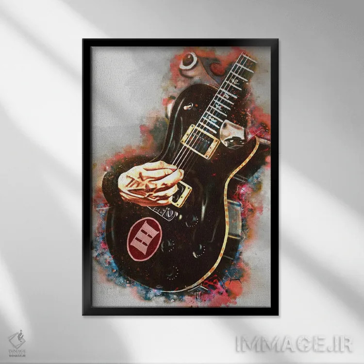 تابلو دکوراتیو گیتار برقی مارک ترمونتی اثر پاپ کالت پوسترز - نمای قابدار مشکی