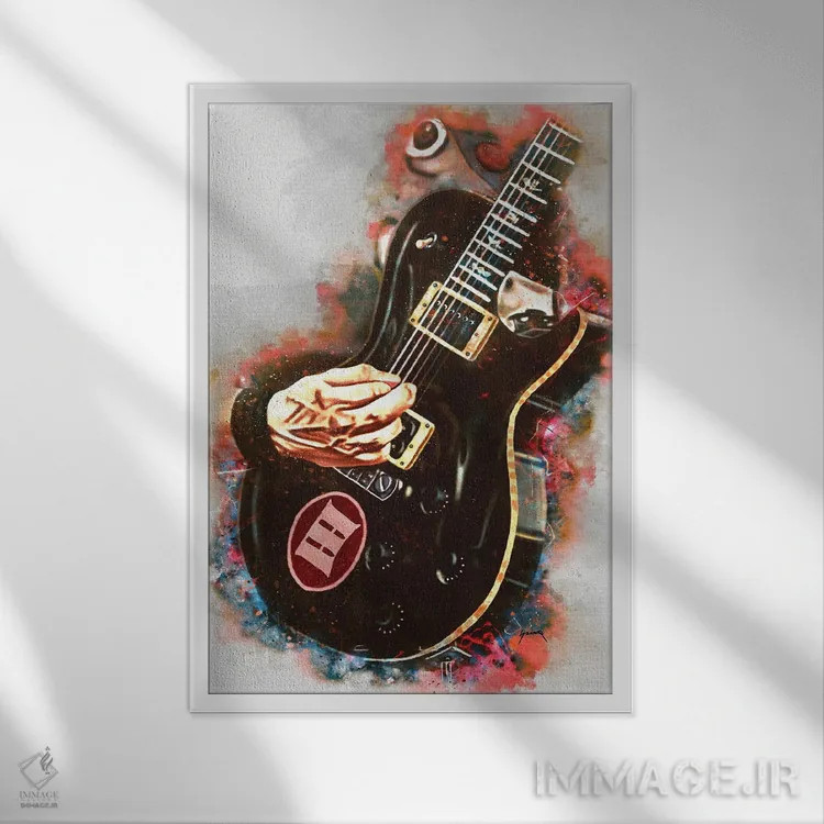 تابلو دکوراتیو گیتار برقی مارک ترمونتی اثر پاپ کالت پوسترز - نمای قابدار سفید