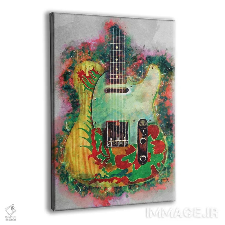 تابلو دکوراتیو گیتار اژدها جیمی پیج اثر پاپ کالت پوسترز - نمای پرسپکتیو محصول