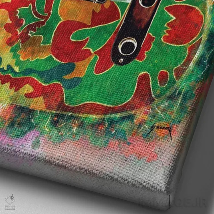 تابلو دکوراتیو گیتار اژدها جیمی پیج اثر پاپ کالت پوسترز - نمای نزدیک بافت بوم