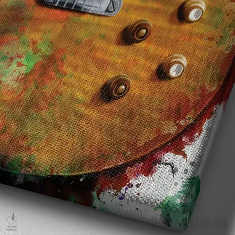 تابلو دکوراتیو گیتار برقی گری مور اثر پاپ کالت پوسترز - نمای نزدیک بافت بوم