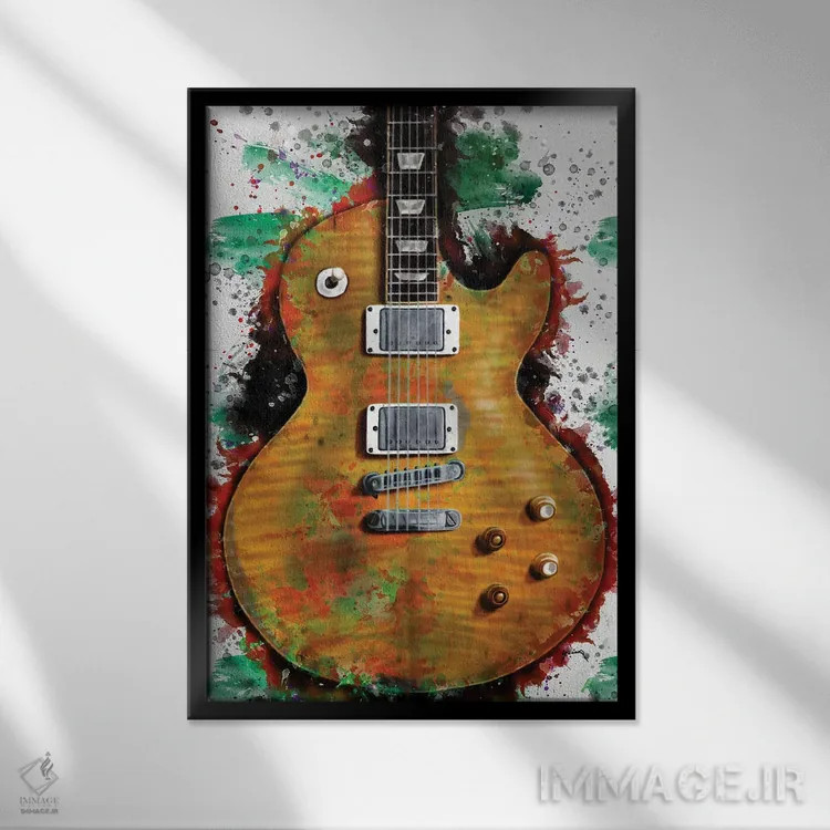 تابلو دکوراتیو گیتار برقی گری مور اثر پاپ کالت پوسترز - نمای قابدار مشکی