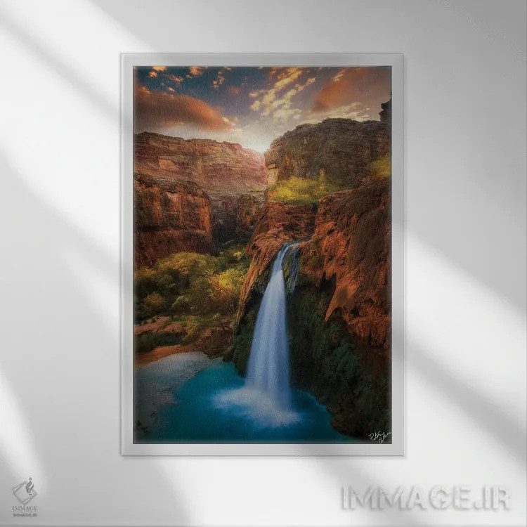 تابلو دکوراتیو طلوع خورشید در بهشت اثر پیتر کسکن - نمای قابدار سفید