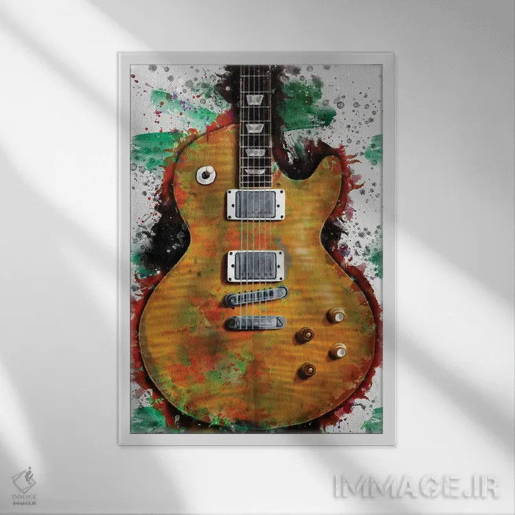تابلو دکوراتیو گیتار برقی گری مور اثر پاپ کالت پوسترز - نمای قابدار سفید