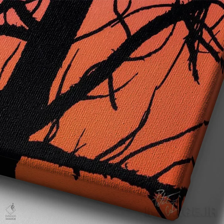 تابلو دکوراتیو داستان سایه اثر پیتر کسکن - نمای نزدیک بافت بوم