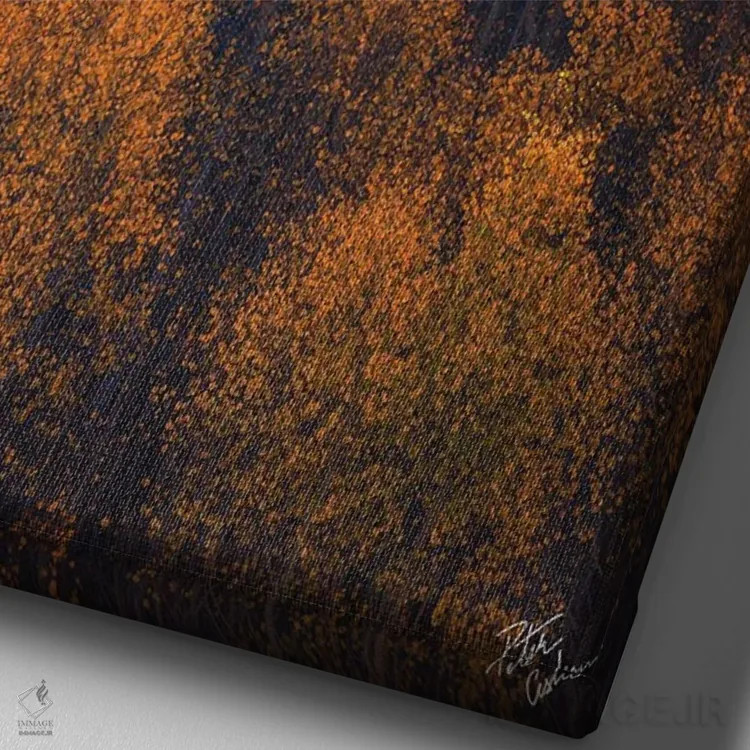 تابلو دکوراتیو شعله های پاییز اثر پیتر کسکن - نمای نزدیک بافت بوم