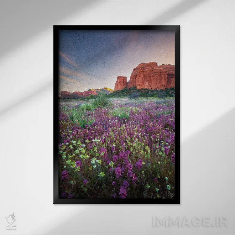 تابلو دکوراتیو چشمه سنگ قرمز اثر پیتر کسکن - نمای قابدار مشکی