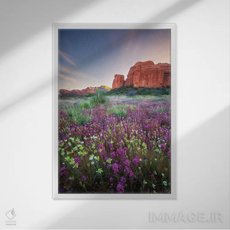 تابلو دکوراتیو چشمه سنگ قرمز اثر پیتر کسکن - نمای قابدار سفید