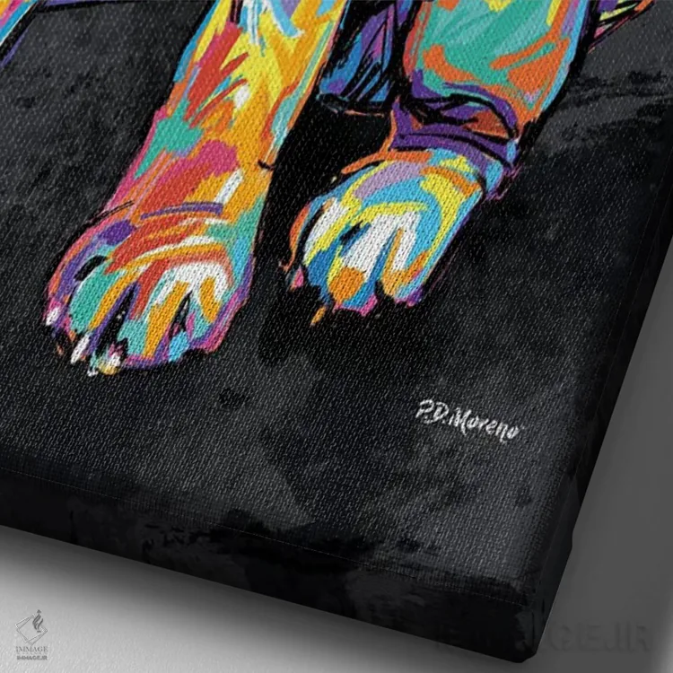 تابلو دکوراتیو لئو اثر پی.دی. مورنو - نمای نزدیک بافت بوم