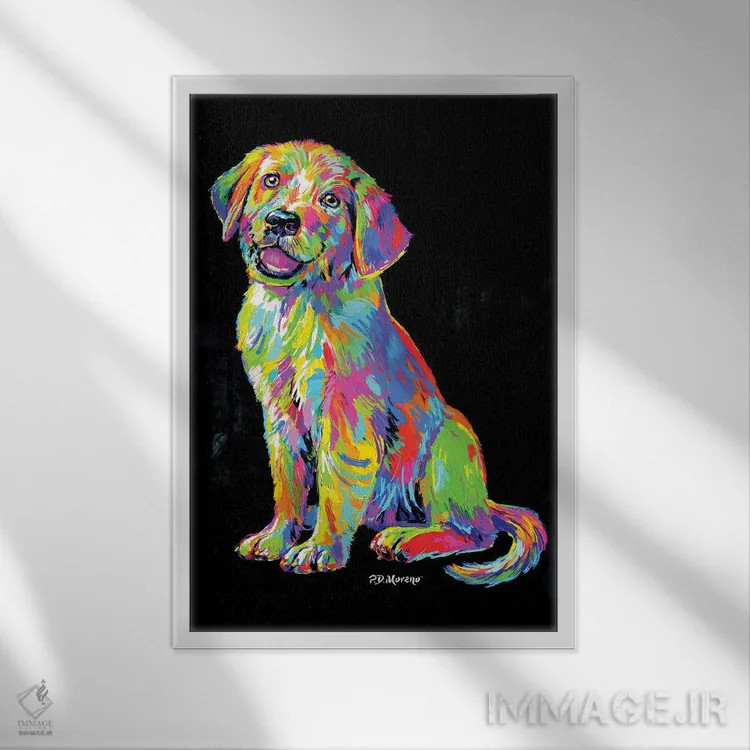 تابلو دکوراتیو لابرادور اثر پی.دی. مورنو - نمای قابدار سفید