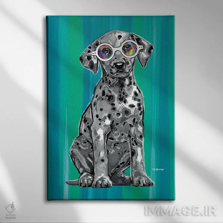 تابلو دکوراتیو دالماسیان سیاه و سفید اثر پی.دی. مورنو - نمای روبهرو روی دیوار