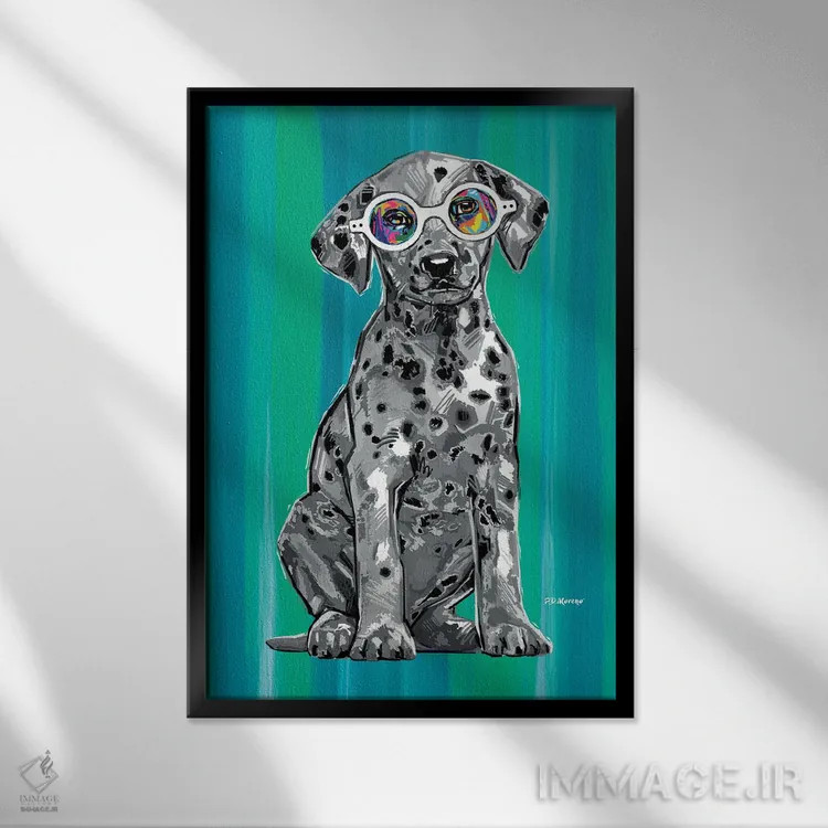 تابلو دکوراتیو دالماسیان سیاه و سفید اثر پی.دی. مورنو - نمای قابدار مشکی