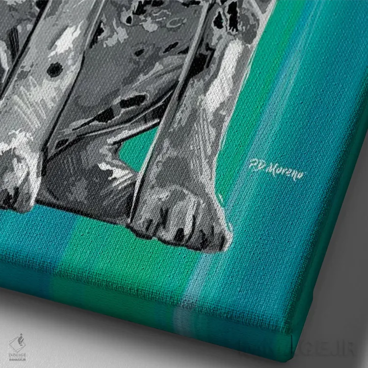 تابلو دکوراتیو دالماسیان سیاه و سفید اثر پی.دی. مورنو - نمای نزدیک بافت بوم