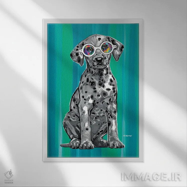 تابلو دکوراتیو دالماسیان سیاه و سفید اثر پی.دی. مورنو - نمای قابدار سفید